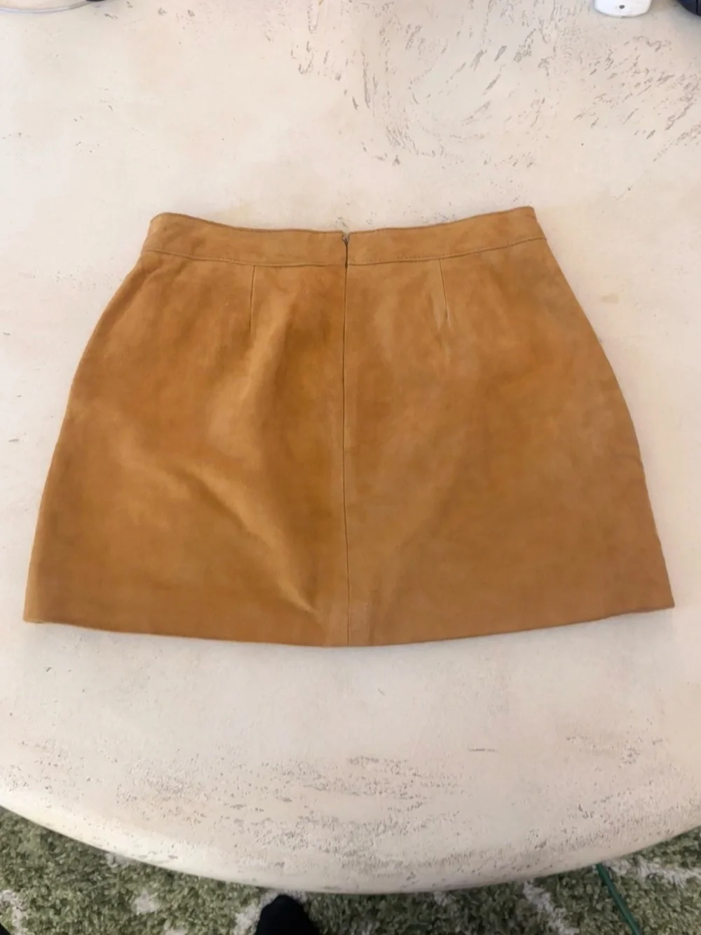 I Love H81 Camel Suede Leather Mini Skirt